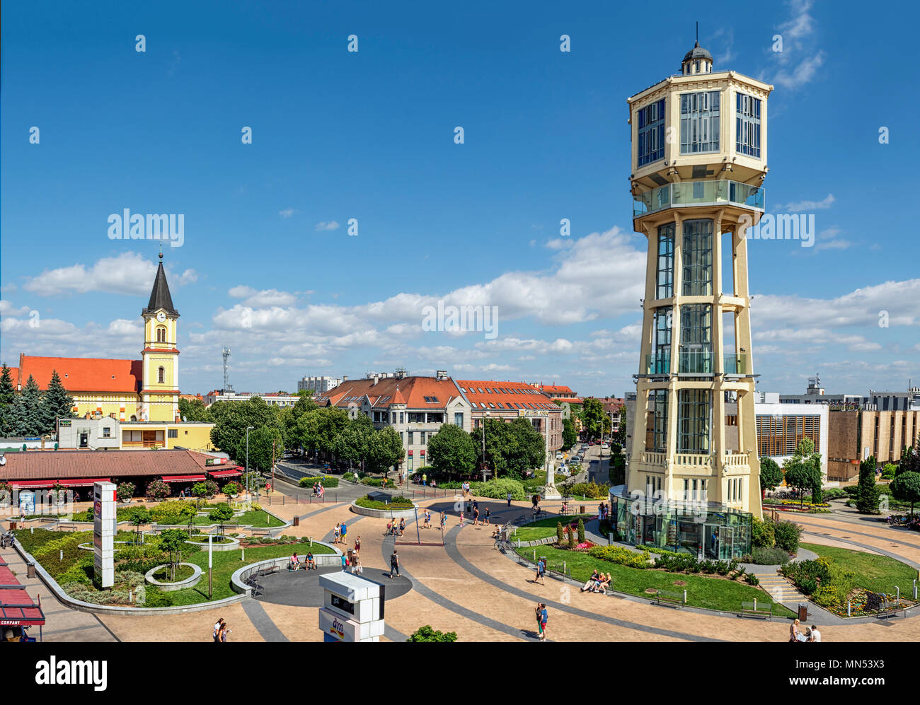 Siófok city is one of most popular holiday destinations.Hungarians often call the town as the capital of Balaton.Old wooden water tower on city center Stock Photo