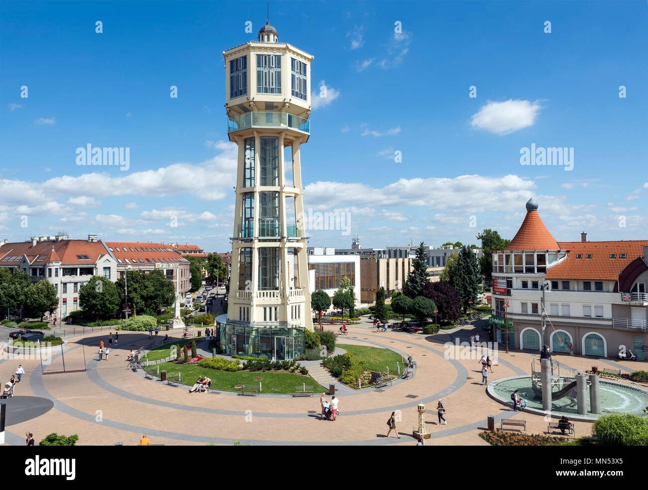 Siófok city is one of most popular holiday destinations.Hungarians often call the town as the capital of Balaton.Old wooden water tower on city center Stock Photo