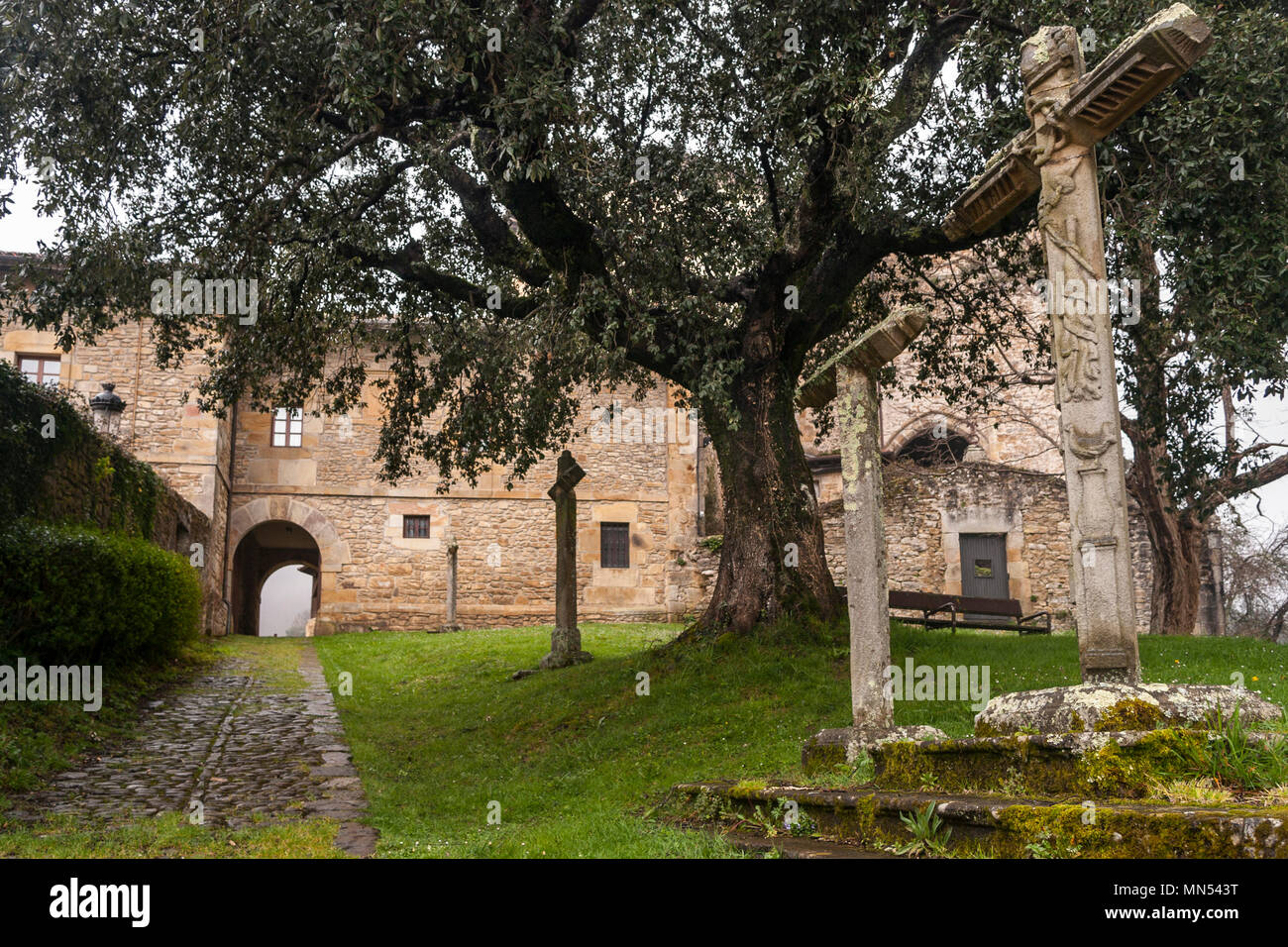 Collegiate Church of Zenarruza, on the North Santiago Road, The Way, Biscay, Basque Country, Spain. Stock Photo