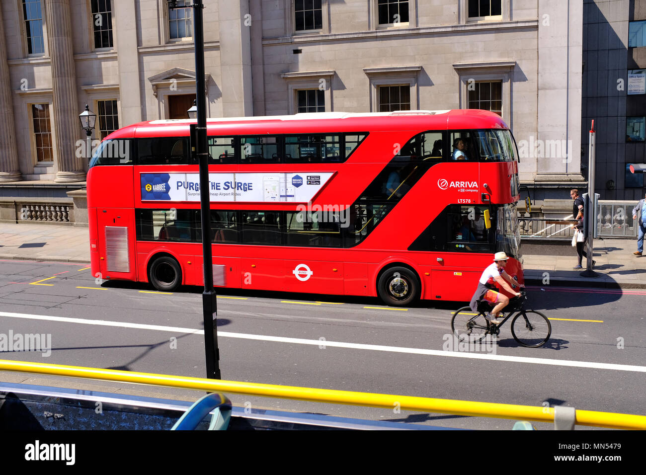 Red Bus on King William Street London Uk Stock Photo