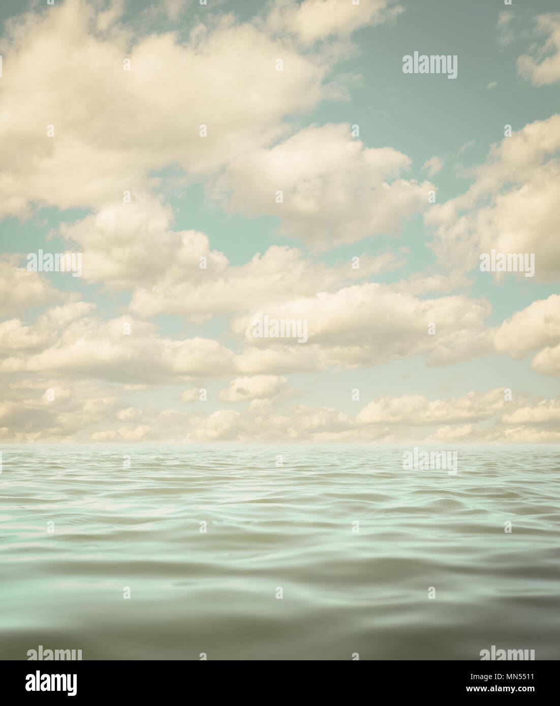 still calm sea or ocean water surface aged photo background Stock Photo