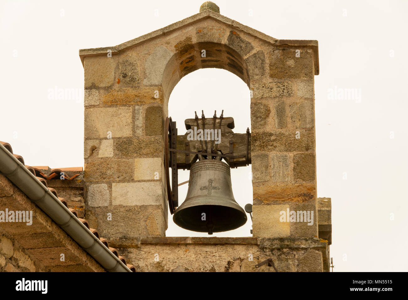 Bell tower of the church of Montpeyroux village. Puy de Dome. Auvergne. France Stock Photo