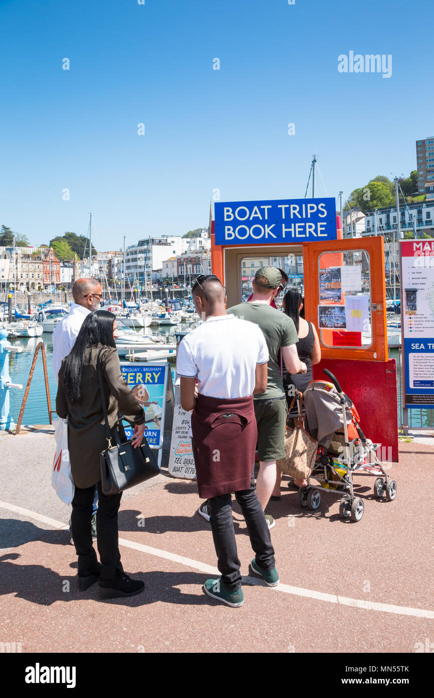 Kiosk or ticket office for baot trips on Torquay harbour, Devon UK Stock Photo