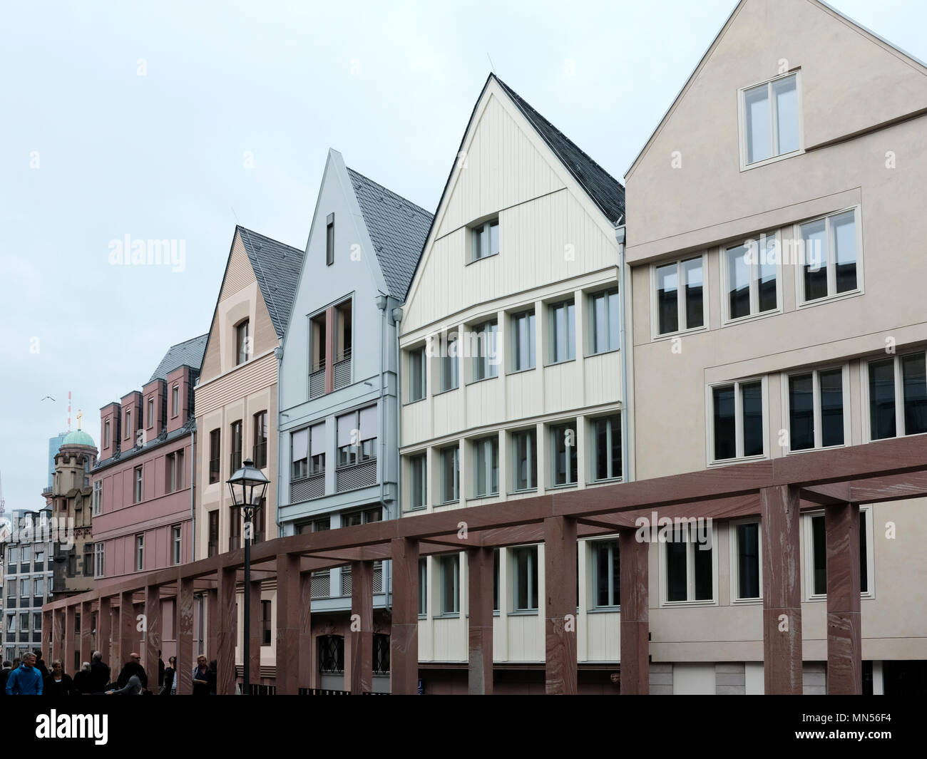 Housefronts in Neue Altstadt, Frankfurt am Main, Germany. The historical quarter is part of the former city centre (Altstadt), reconstructed in the so Stock Photo