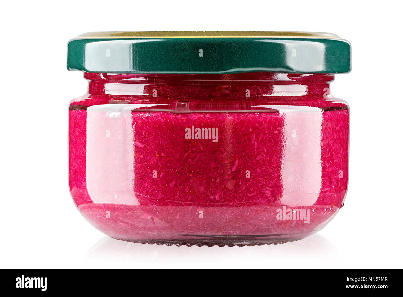 red horseradish in a jar isolated on white background Stock Photo Alamy