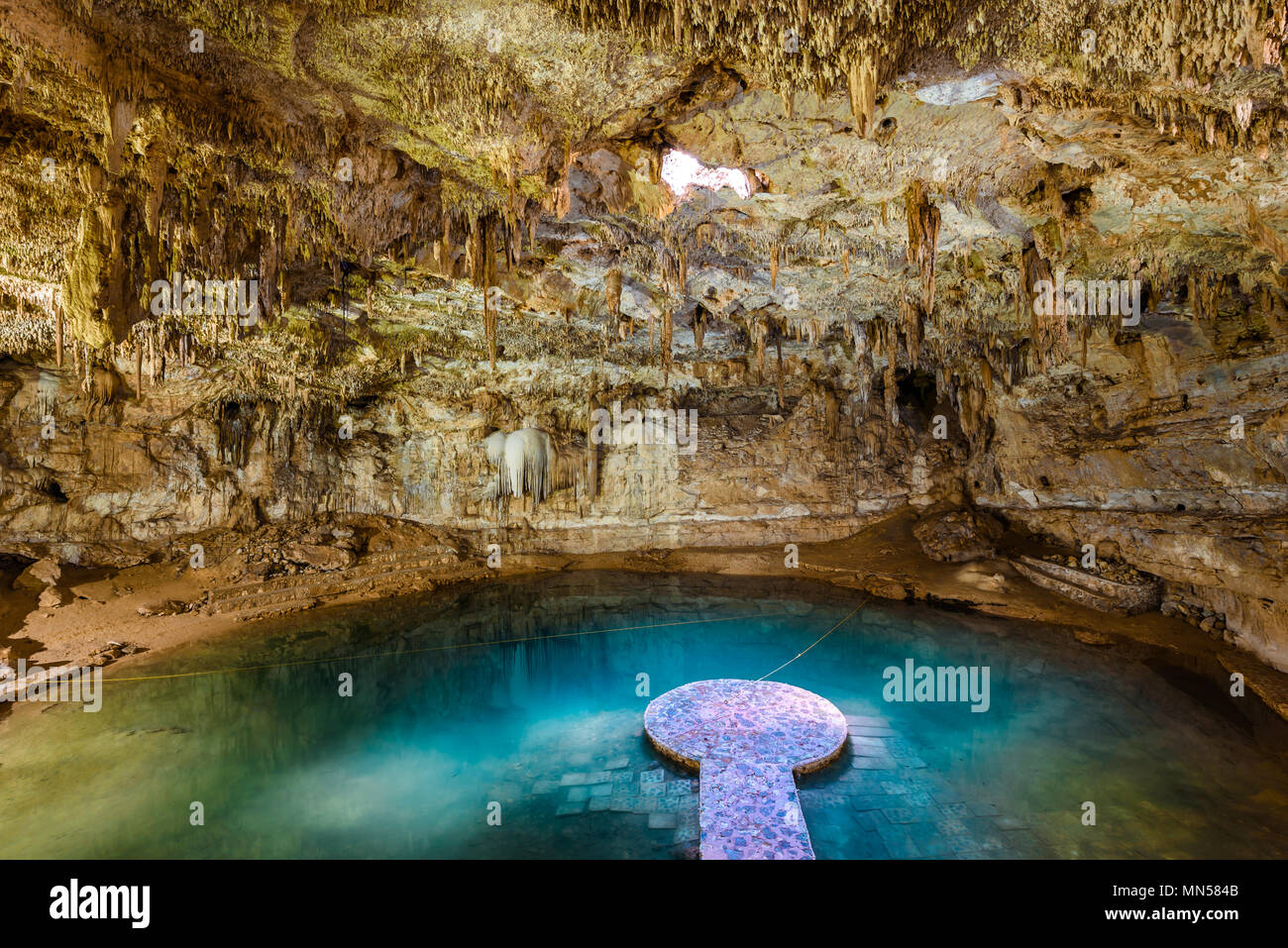 Cenote Suytun at Valladolid, Yucatan - Mexico Stock Photo