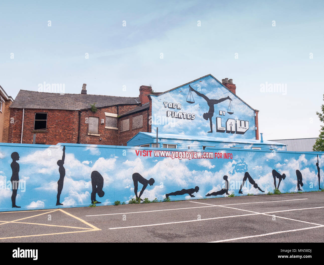 Yoga advert in Crewe Cheshire UK Stock Photo