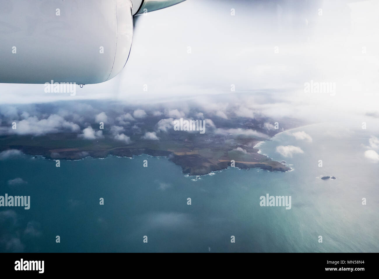 In the air over Godrevy Point, Cornwall Newquay to St. Mary's Skybus