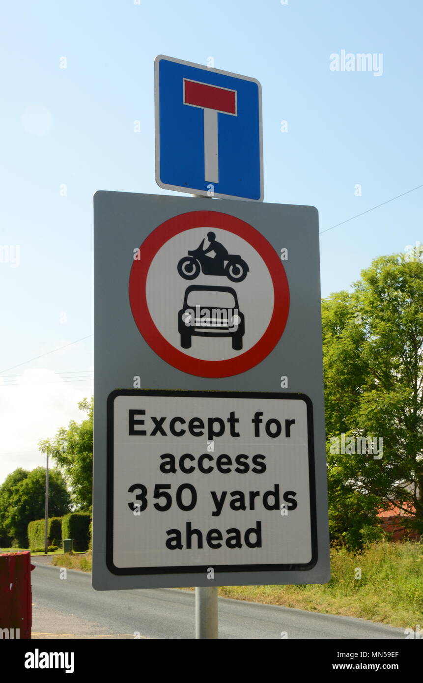 restricted road, no motor vehicles, dead end Stock Photo