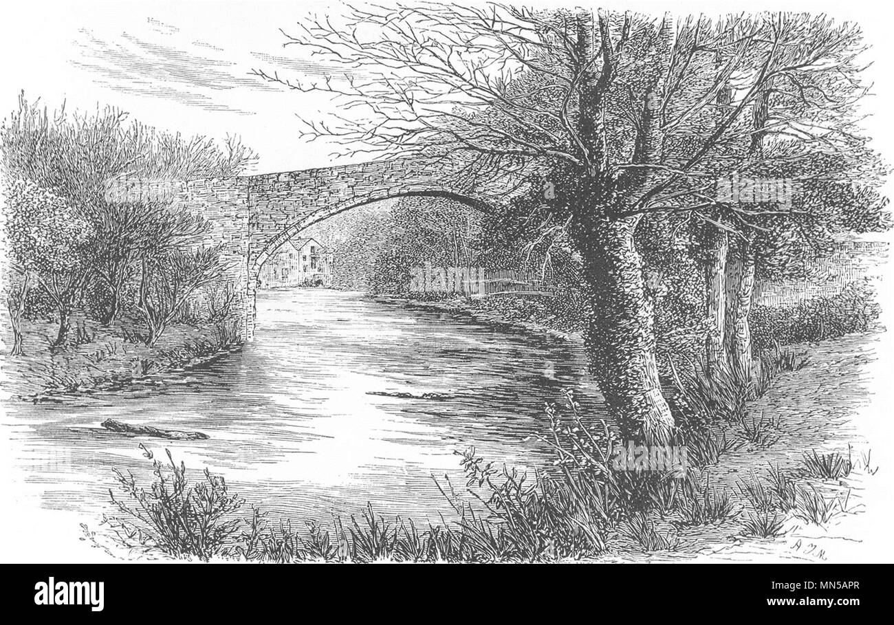 SCOTLAND. The Auld Brig of Doon c1886 old antique vintage print picture Stock Photo