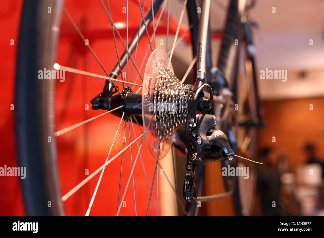 close shots of gear bycicle Stock Photo