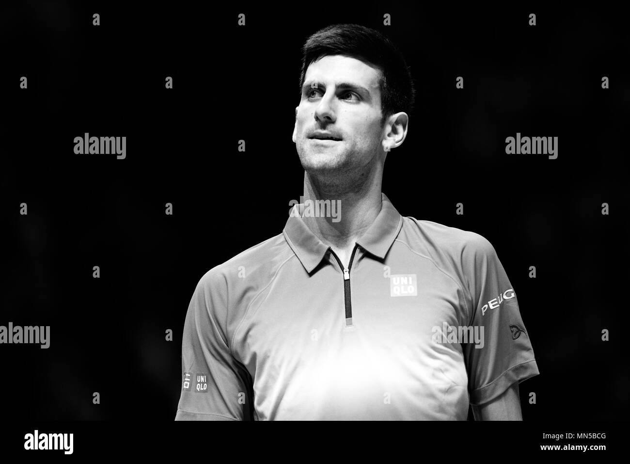 Novak Djokovic vs Tomas Berdych during Day 4 of the 2015 Barclays ATP World Tour Finals - O2 Arena London England. 19 November 2015 Stock Photo