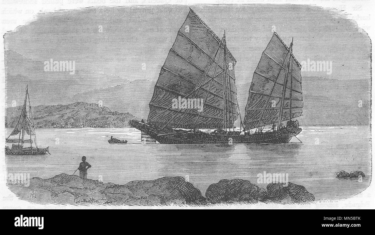 CHINA. A Chinese junk c1880 old antique vintage print picture Stock Photo