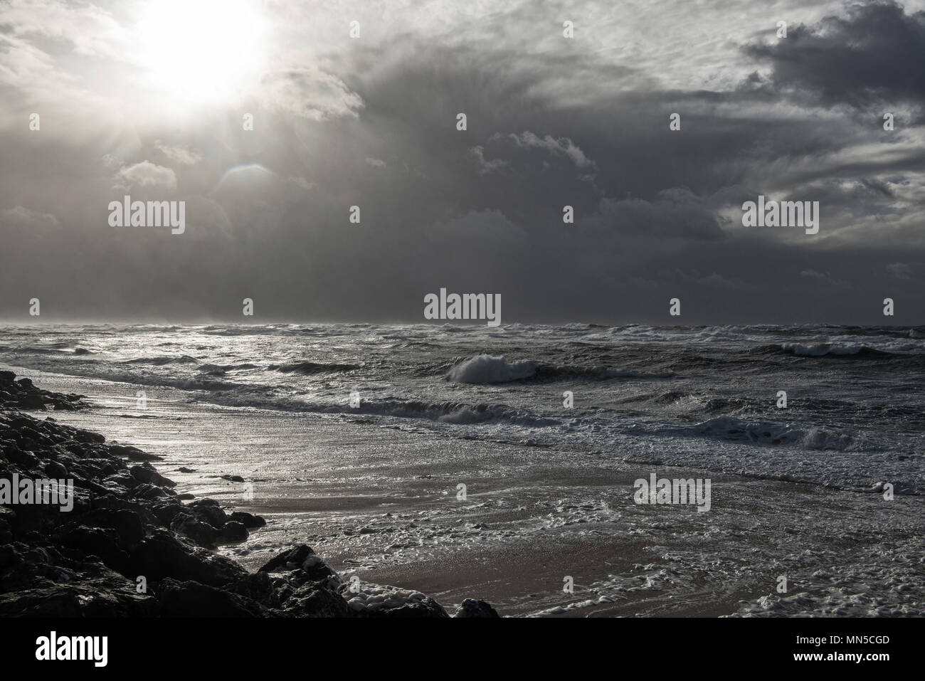 an ocean storm weather with huge waves in Biarritz, France Stock Photo ...