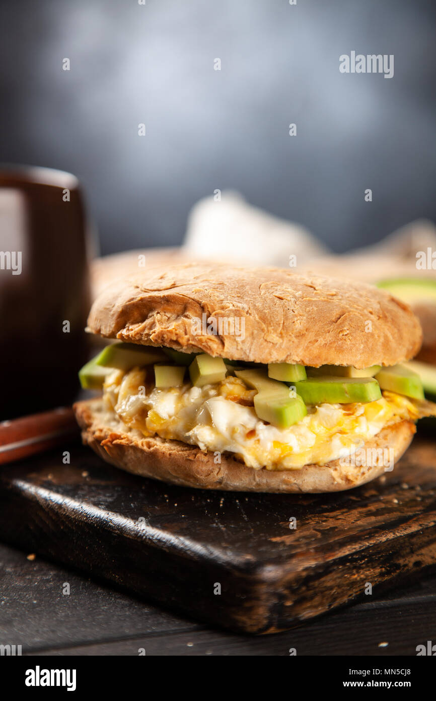 Homemade avocado and egg sandwich Stock Photo - Alamy