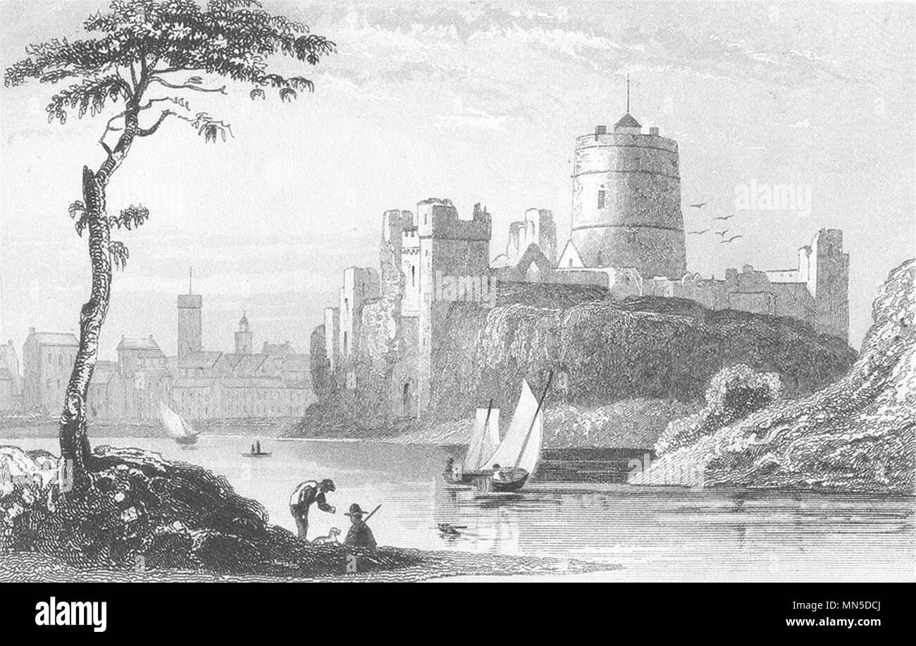 WALES. Pembroke Castle. DUGDALE 1845 old antique vintage print picture Stock Photo