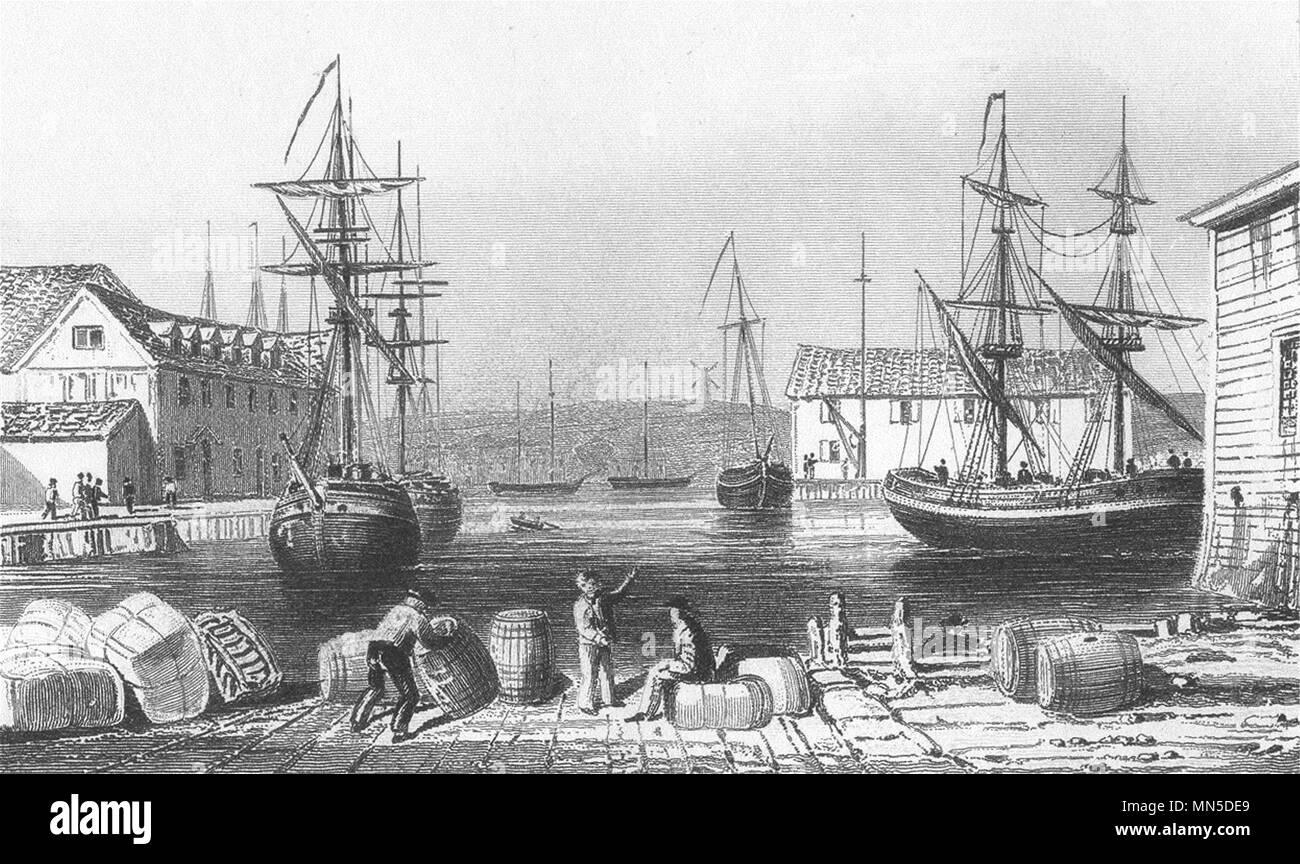 SUFFOLK. Scene on the river Orwell at Ipswich. DUGDALE 1845 old antique print Stock Photo