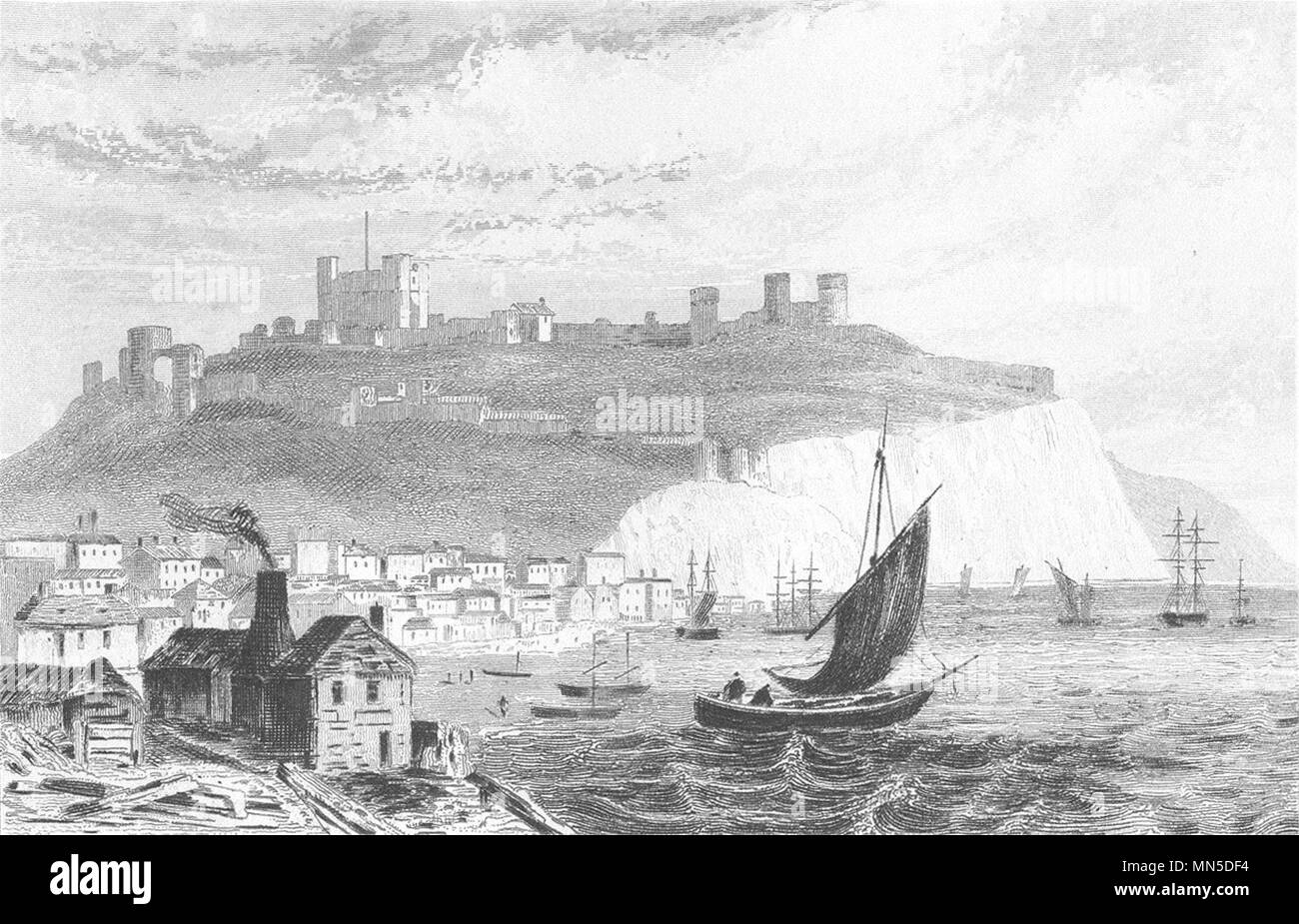KENT. Dover, from the Beach. DUGDALE 1845 old antique vintage print picture Stock Photo