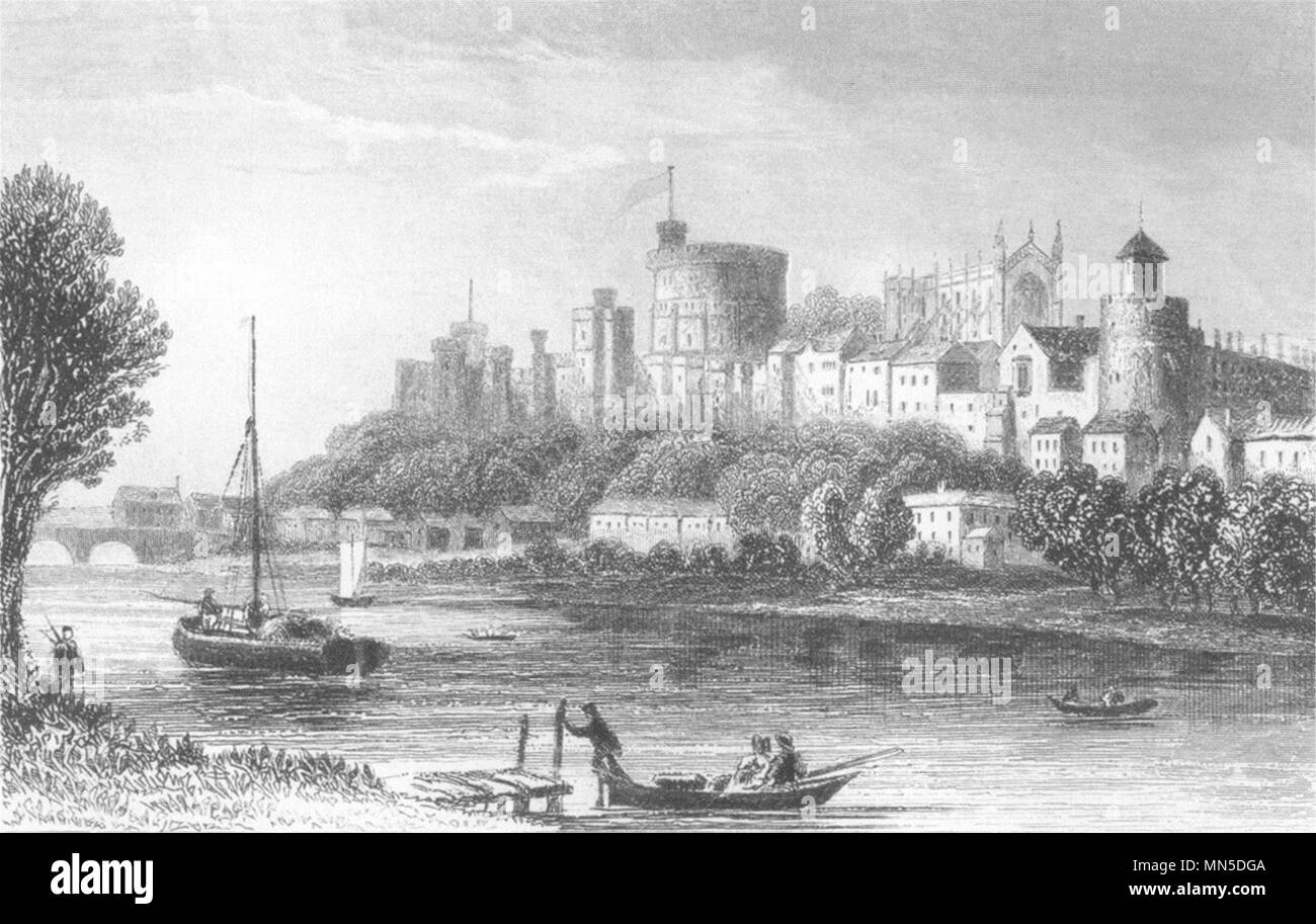 BERKSHIRE. The Castle of the British Sovereign, Windsor. DUGDALE 1845 print Stock Photo