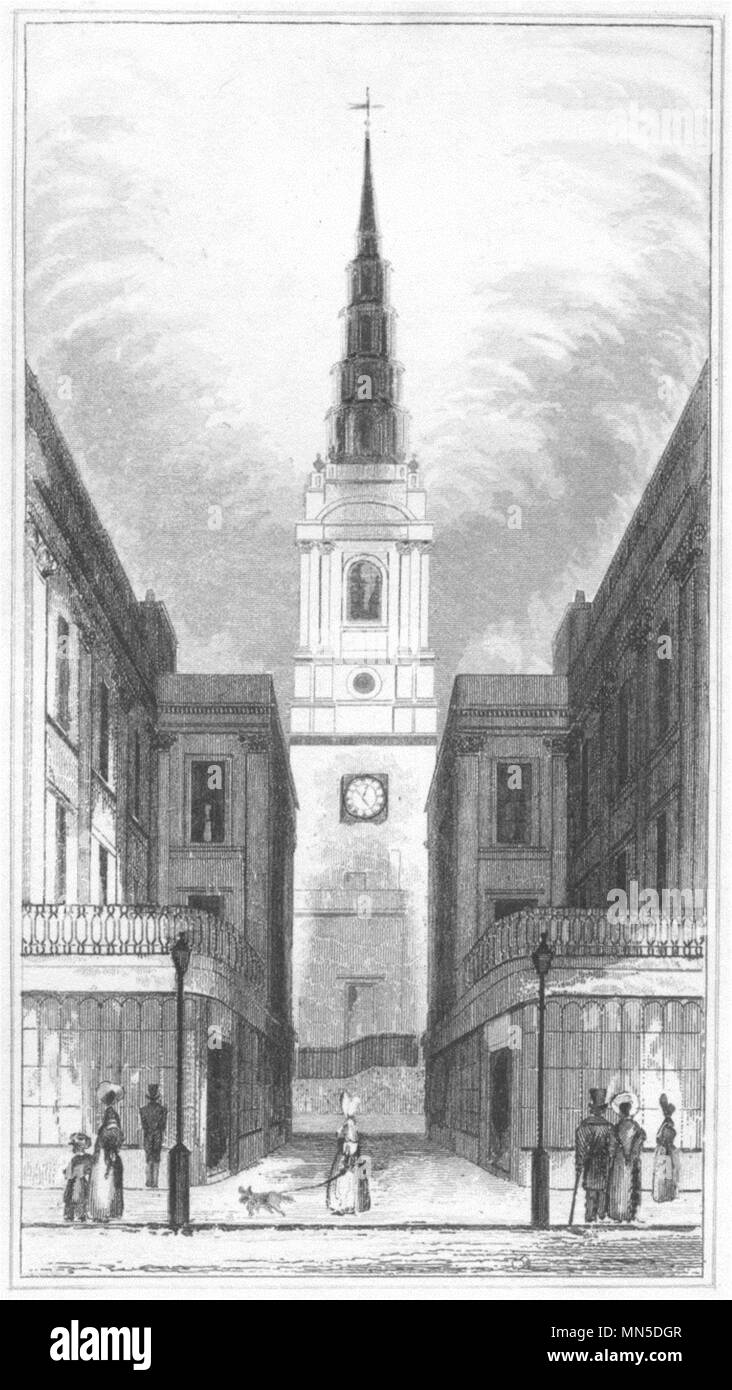 LONDON. St Bride's Church. DUGDALE 1845 old antique vintage print picture Stock Photo