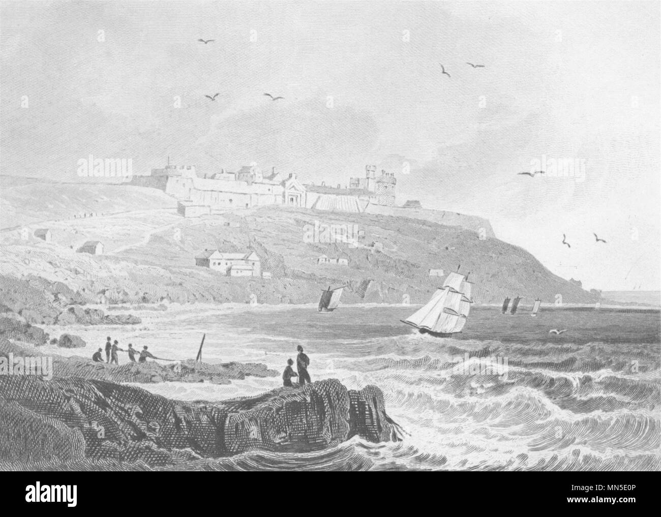 CORNWALL. Pendenis Castle, Cornwall. DUGDALE 1845 old antique print ...