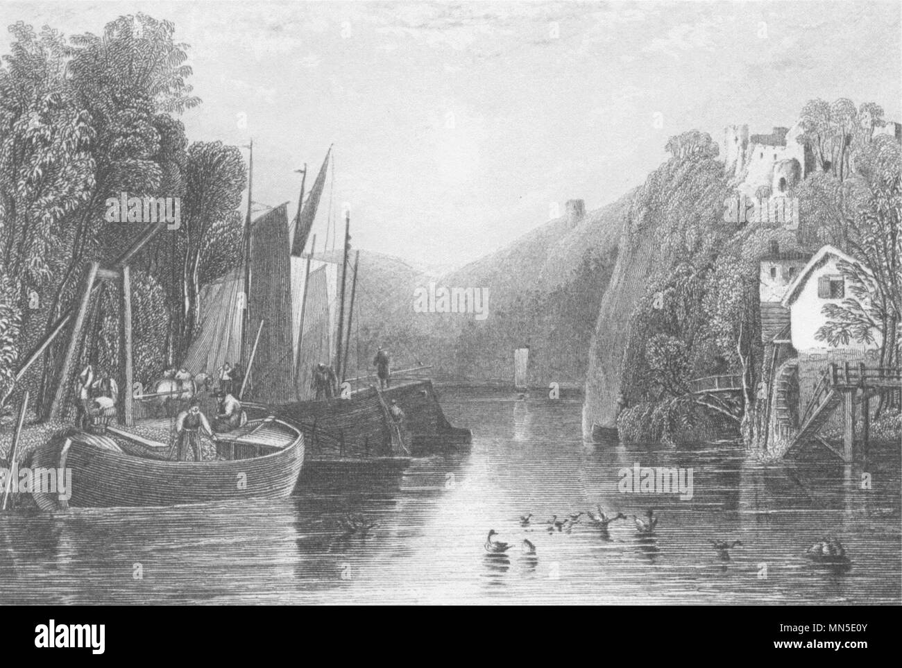YORKSHIRE. Knaresborough Castle. DUGDALE 1845 old antique print picture Stock Photo