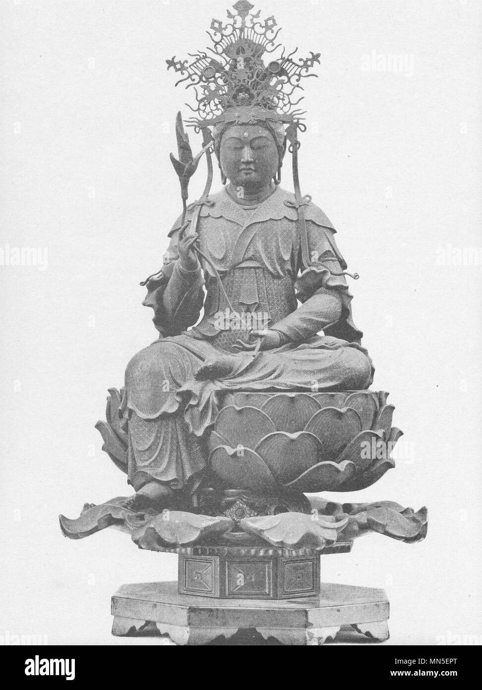 JAPAN. Statuette of Carved Wood 1890 old antique vintage print picture Stock Photo