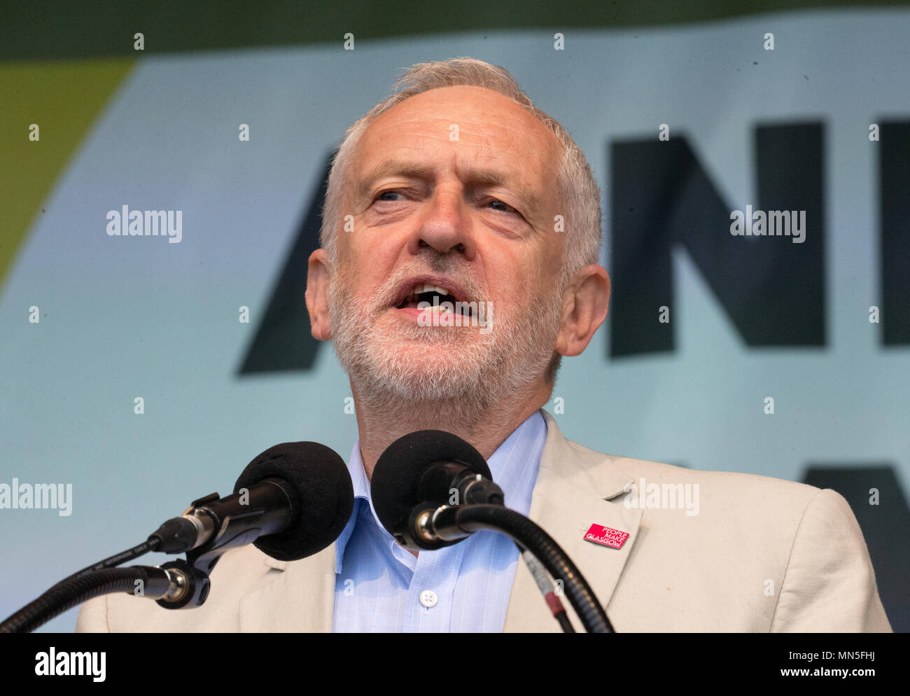 Labour Leader, Jeremy Corbyn, speaks at the TUC Rally 'A New deal for working people' in Hyde Park Stock Photo