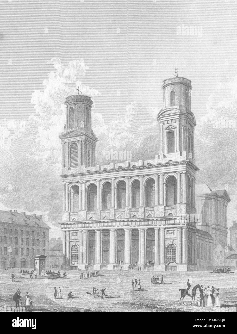 PARIS. West Front of the Church of St. Sulpice 1831 old antique print picture Stock Photo