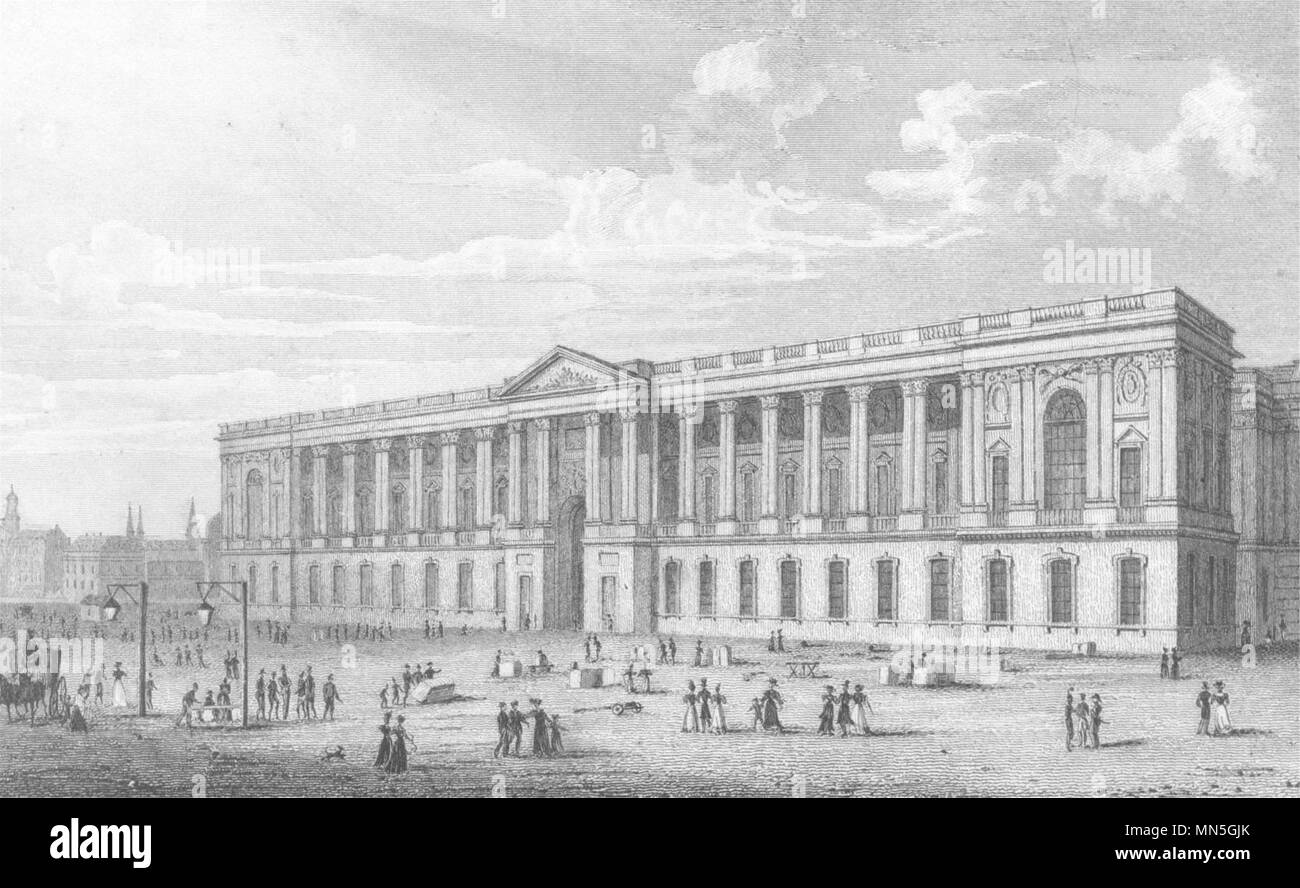 PARIS. Colonnade du Louvre 1831 old antique vintage print picture Stock Photo
