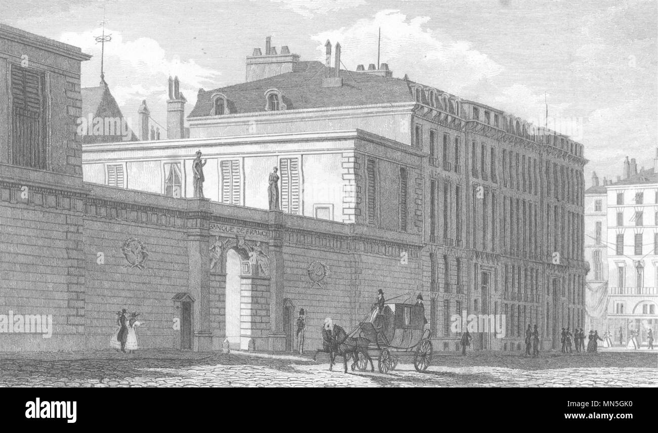 PARIS. Banque de France 1831 old antique vintage print picture Stock Photo