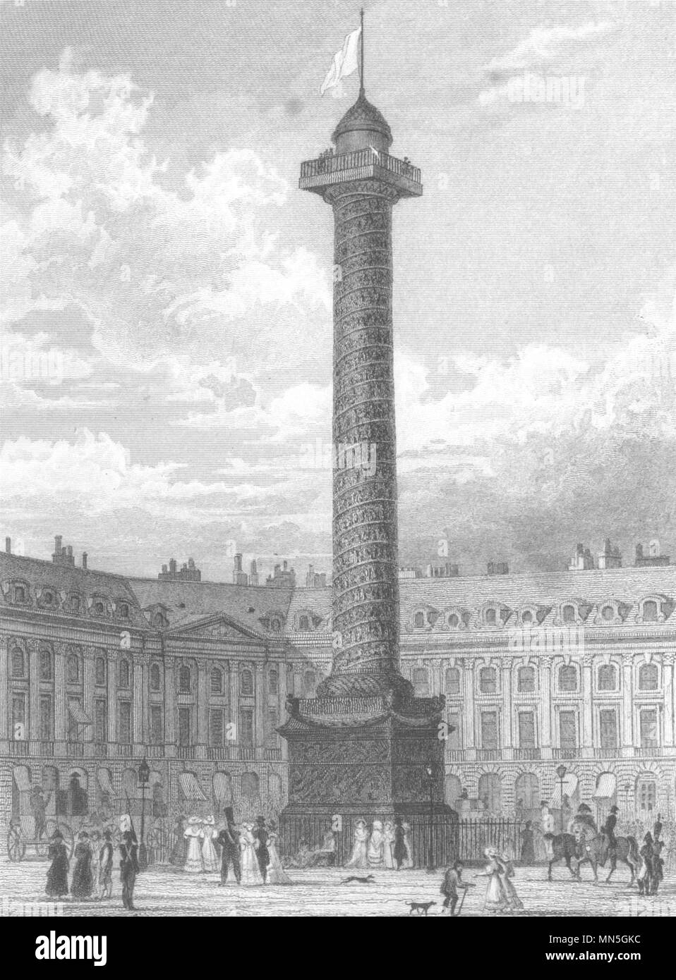 PARIS. Colonne de la Place Vendome (1)  1831 old antique vintage print picture Stock Photo