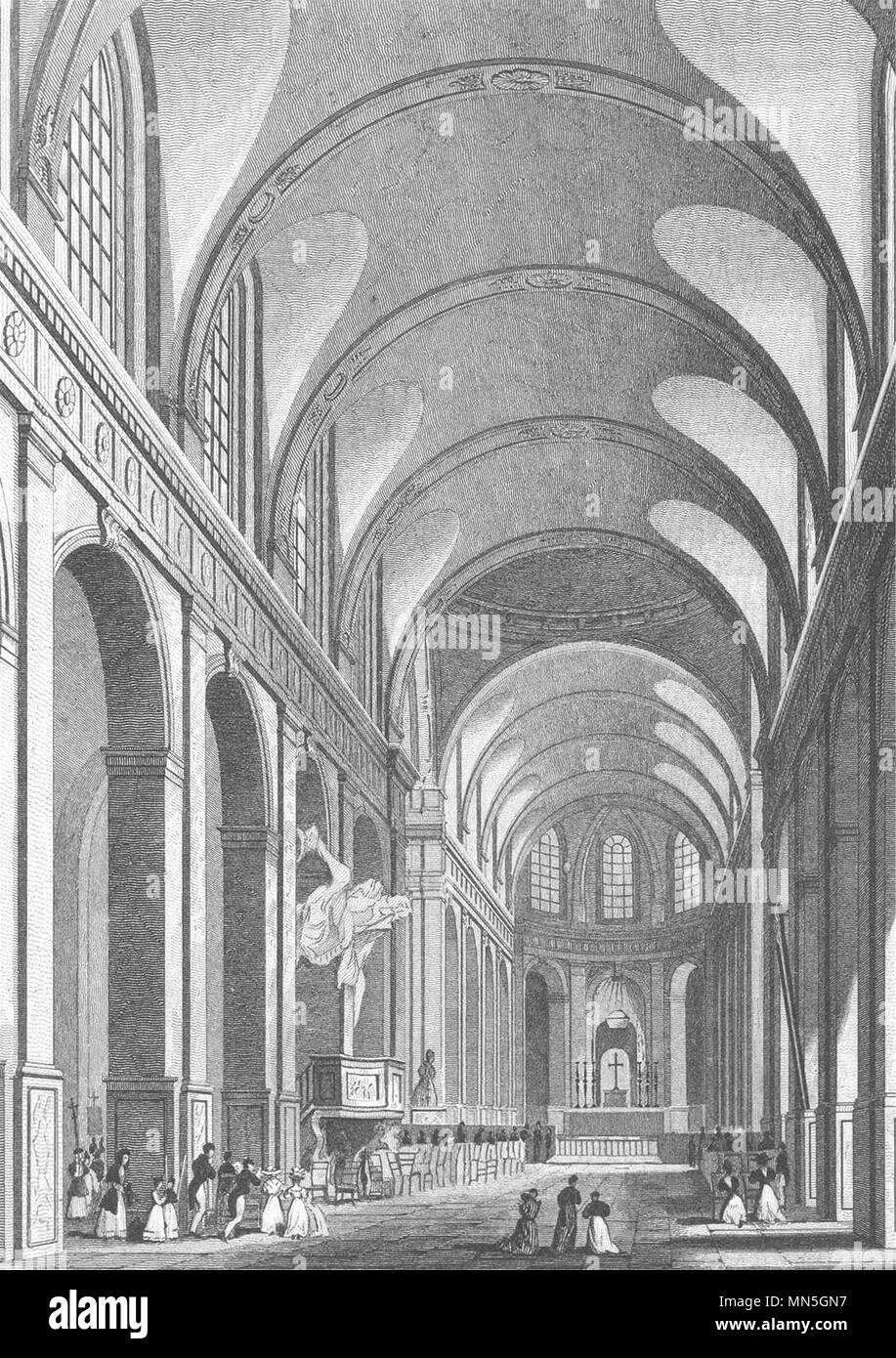 PARIS. L'Eglise de St. Roche 1831 old antique vintage print picture Stock Photo