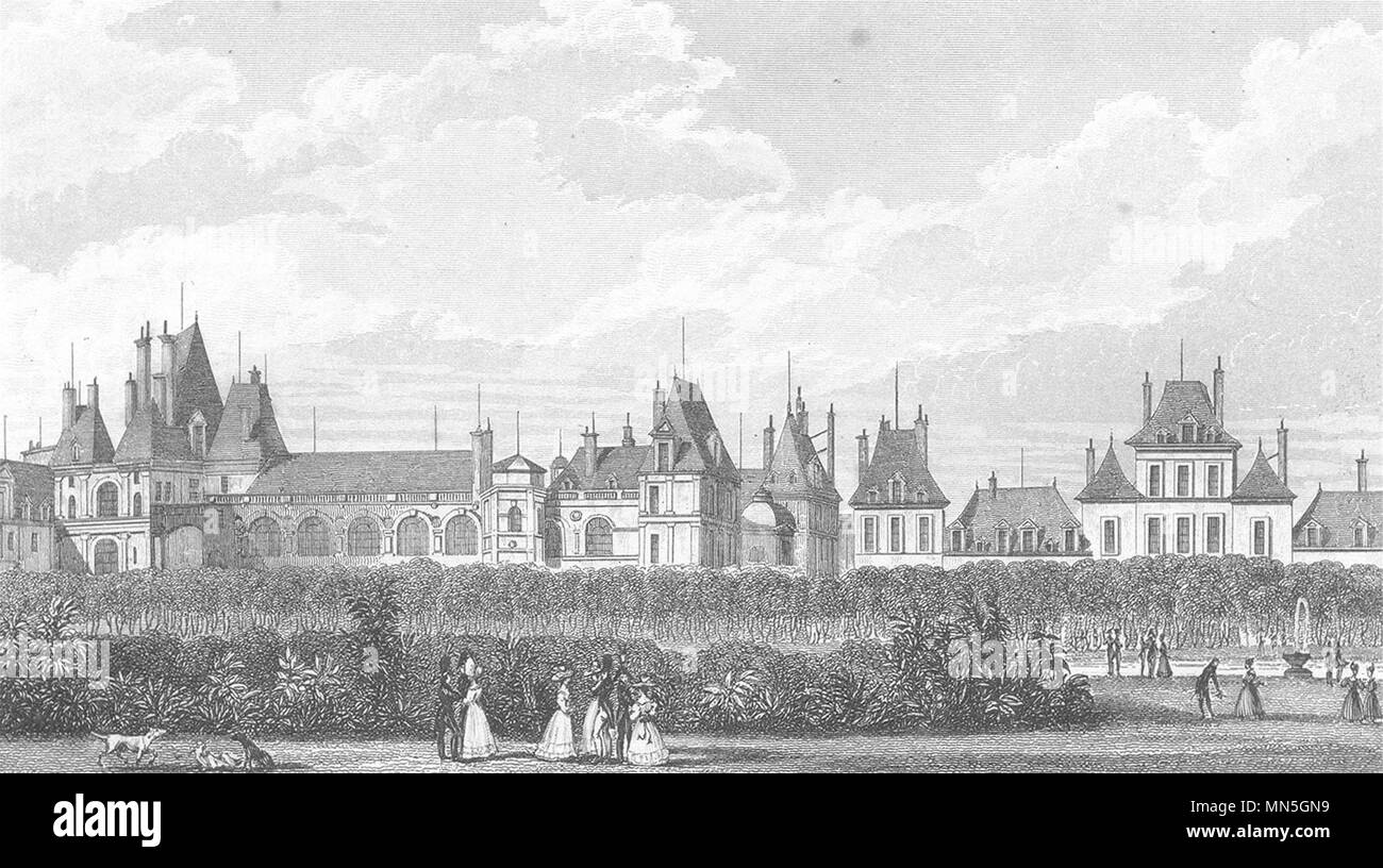 SEINE- ET- MARNE. Fontainebleau, Vers le Jardin 1831 old antique print picture Stock Photo