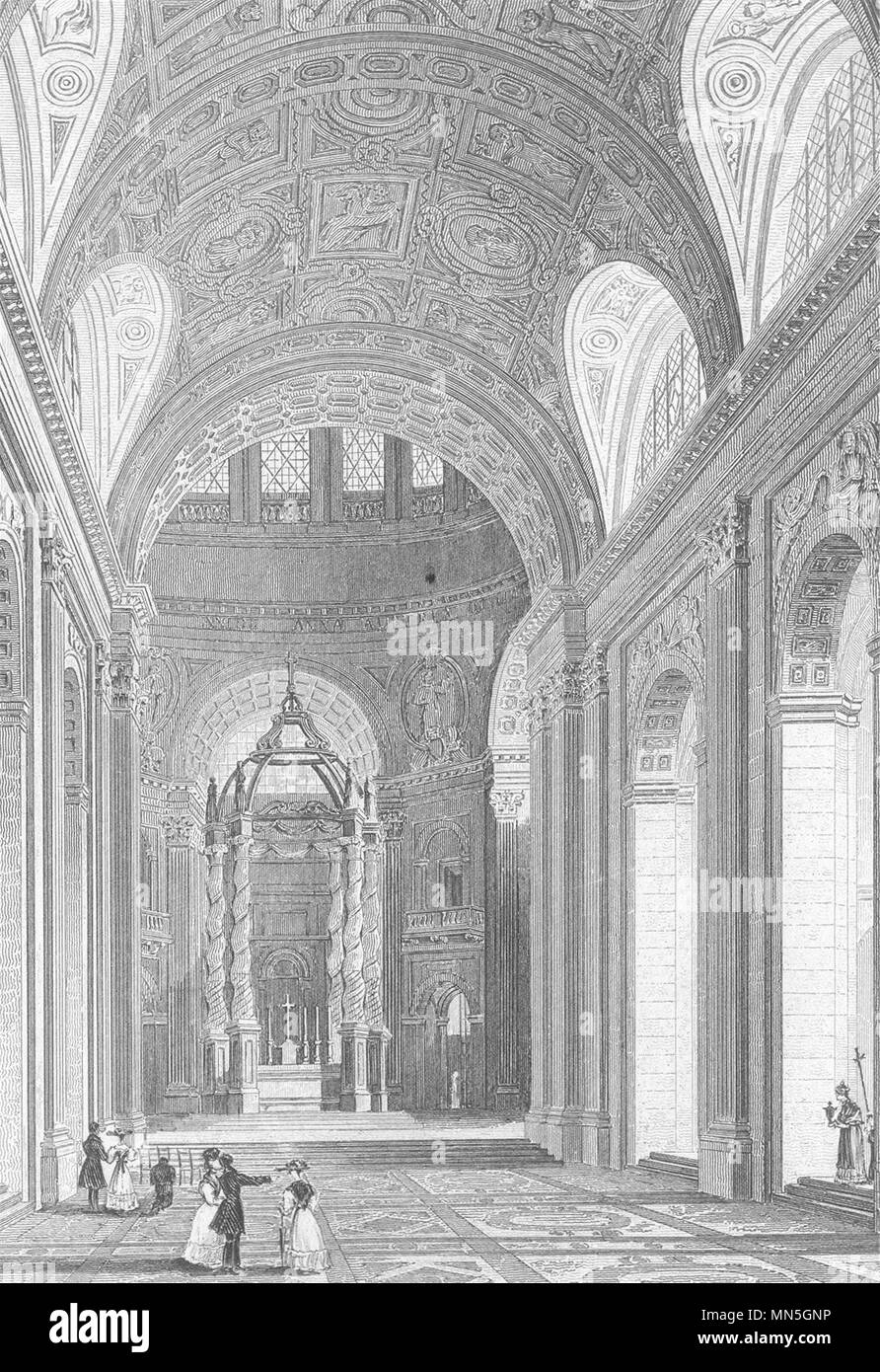 PARIS. Interieur de Notre Dame 1831 old antique vintage print picture Stock Photo