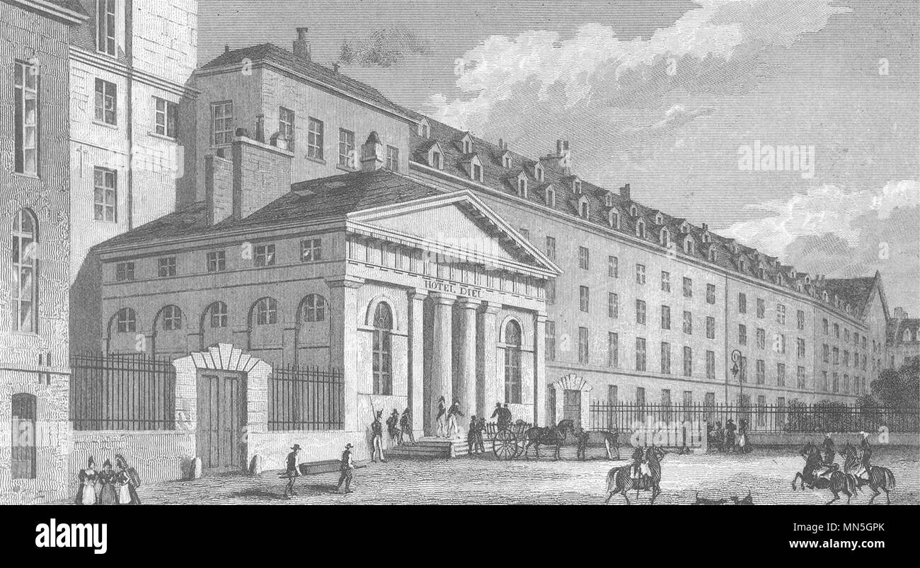 PARIS. Hôpital de L'Hotel Dieu 1831 old antique vintage print picture Stock Photo