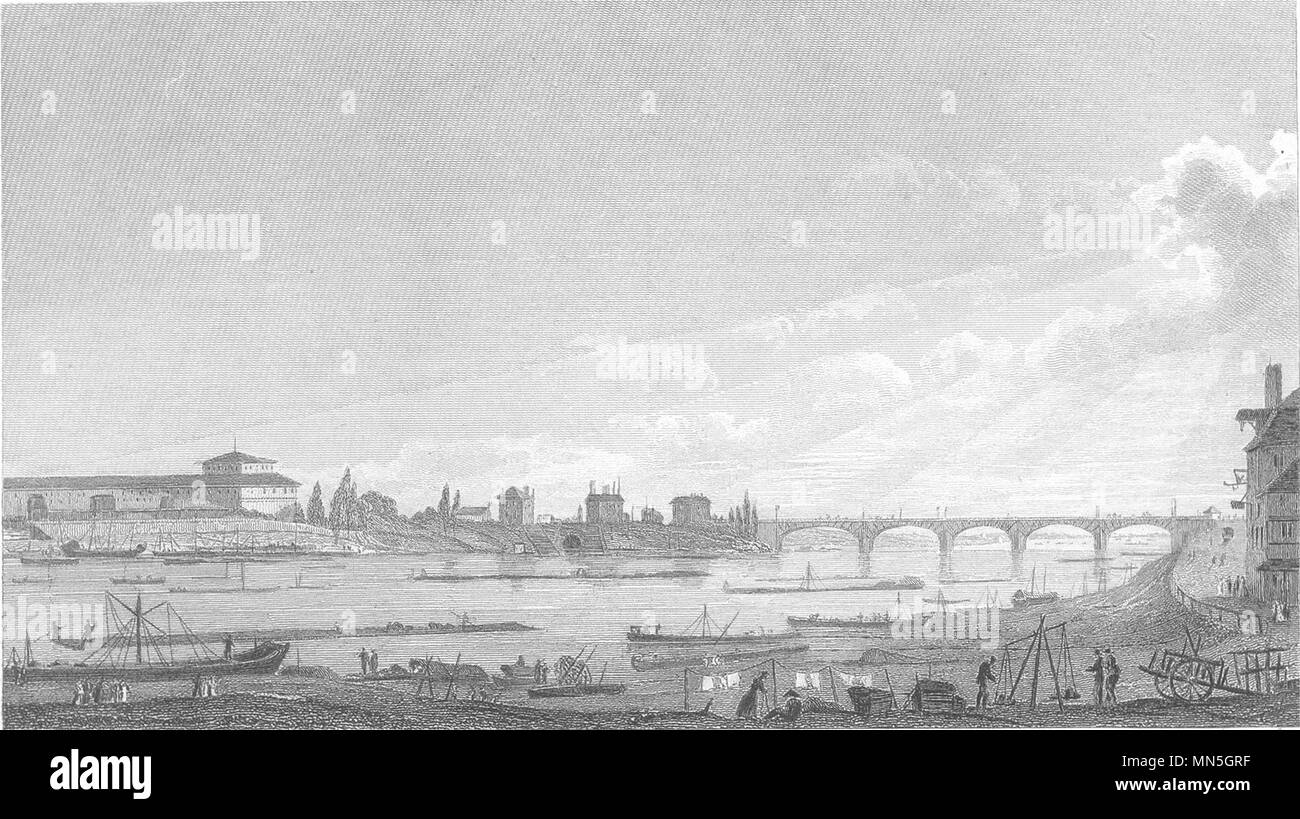 PARIS. Vue du Pont D'Austerlitz 1831 old antique vintage print picture Stock Photo