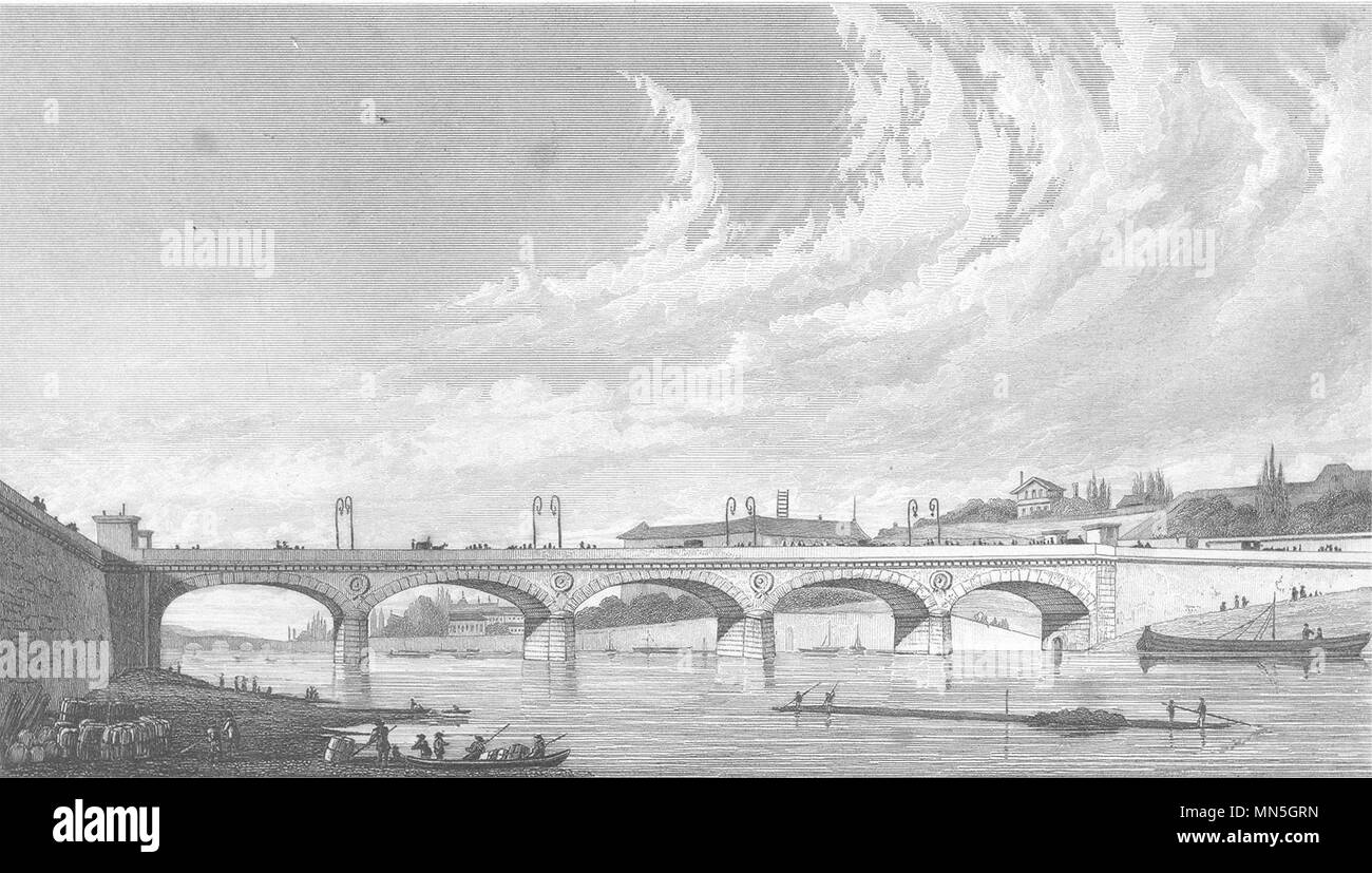 PARIS. Pont de Jena 1831 old antique vintage print picture Stock Photo