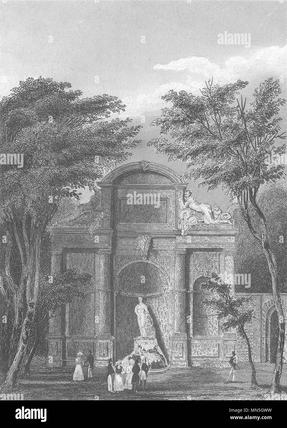 PARIS. Chateau D' Eau Jardin du Luxembourg 1831 old antique print picture Stock Photo