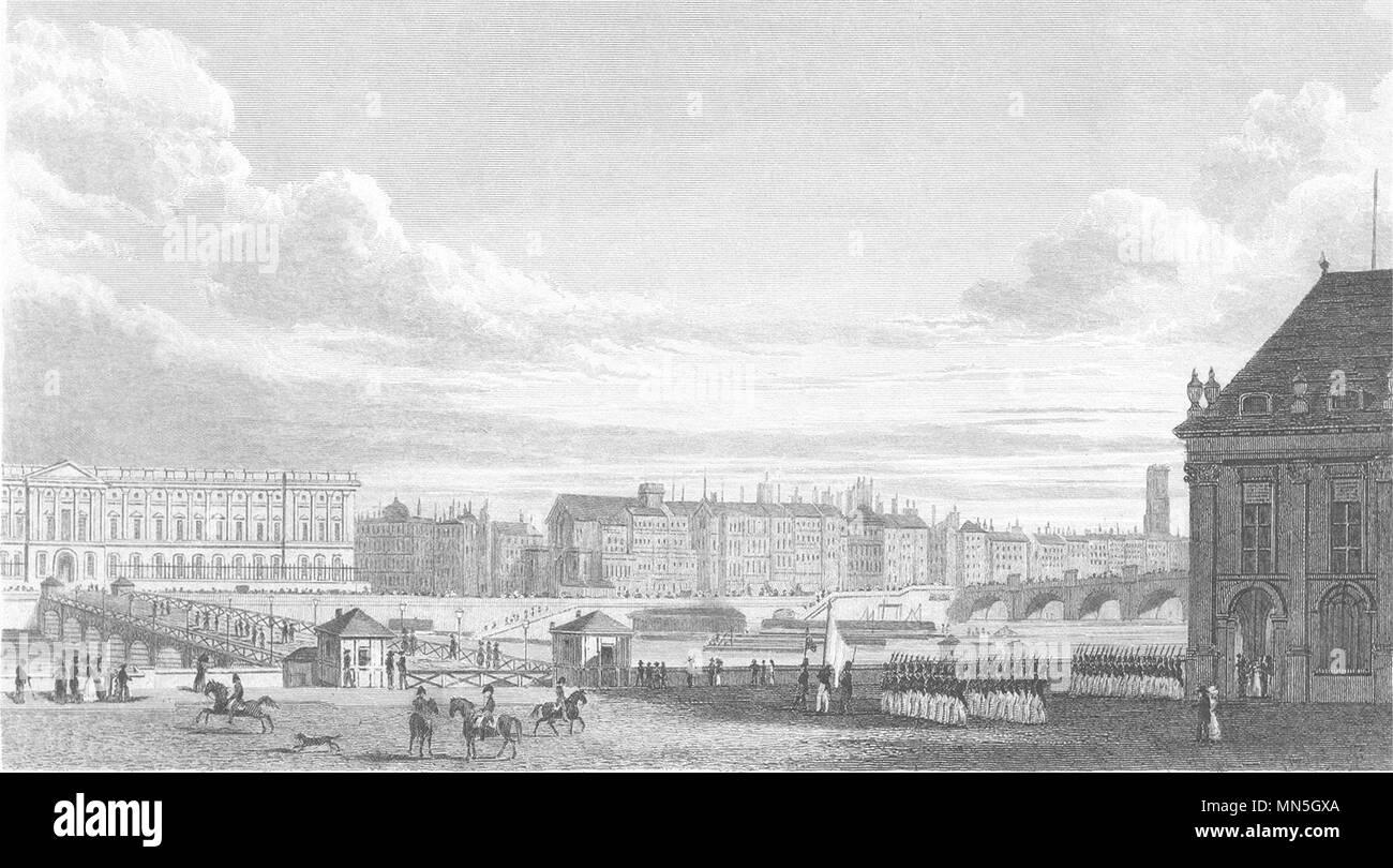 PARIS. Vue de Paris de L' Institut 1831 old antique vintage print picture Stock Photo