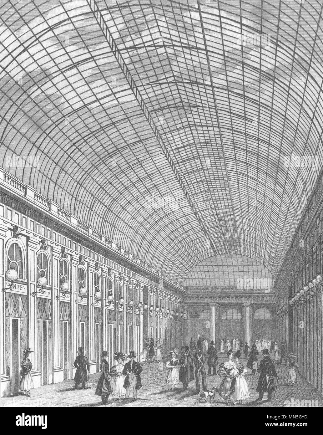PARIS. Interieur de la Galerie du Palais Royal 1831 old antique print picture Stock Photo