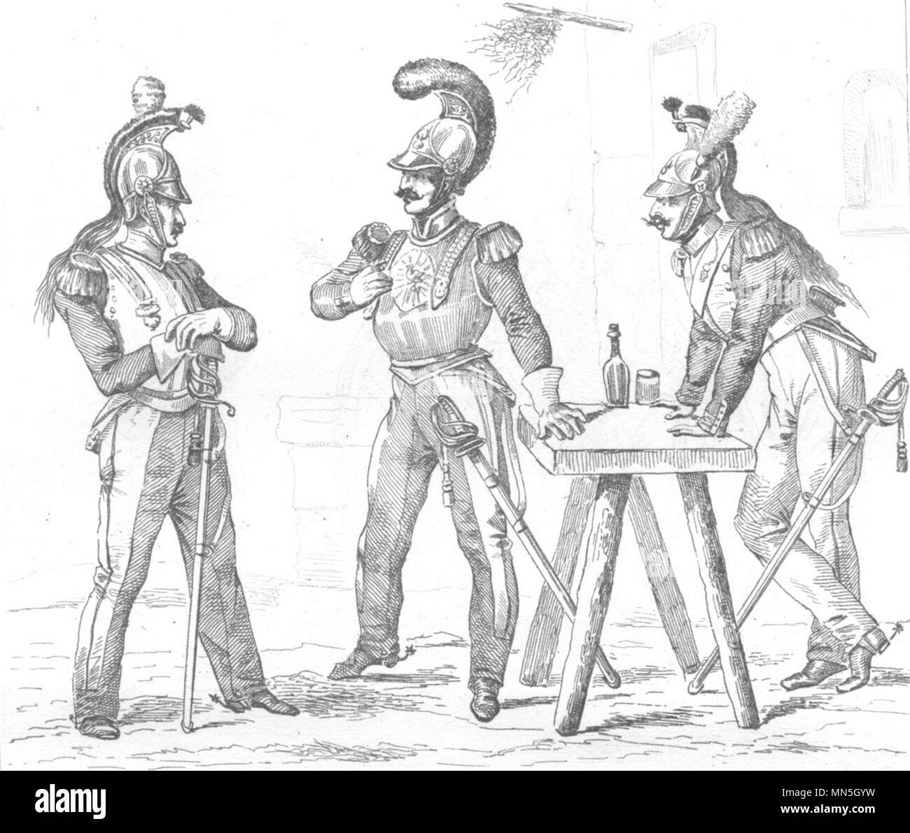 FRANCE. Troupes Françaises en 1834; Cuirassier; Carabinier; Dragon 1835 print Stock Photo