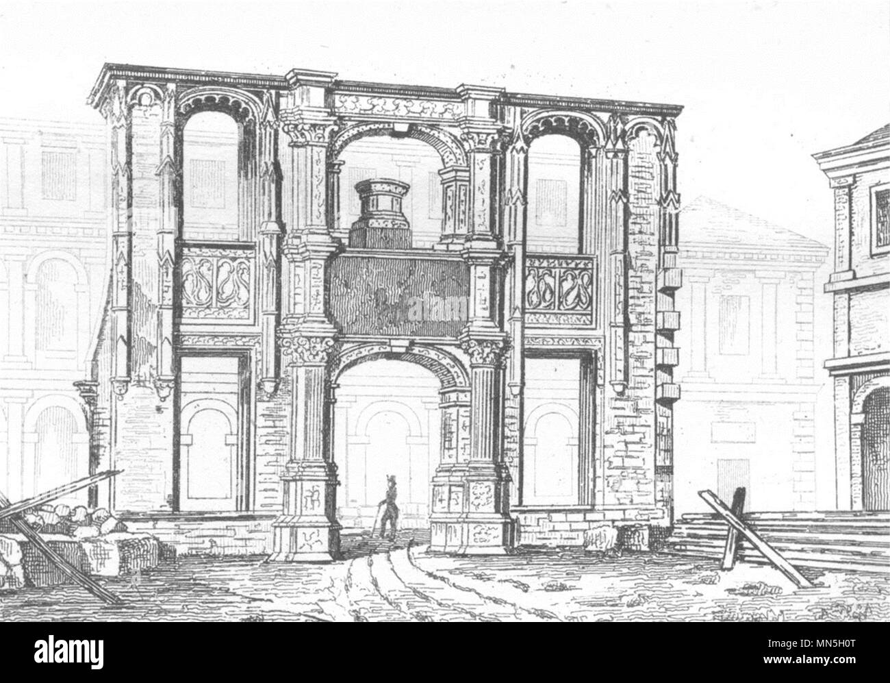 FRANCE. Arc de Gaillon- entrée de L'Ecole des beaux Arts 1835 old print Stock Photo