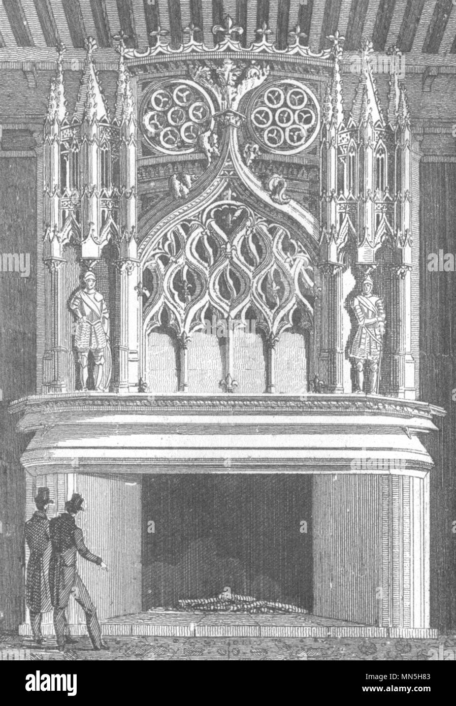 CÔTE-D'OR. Cheminée de la salle des Gardes 1835 old antique print picture Stock Photo