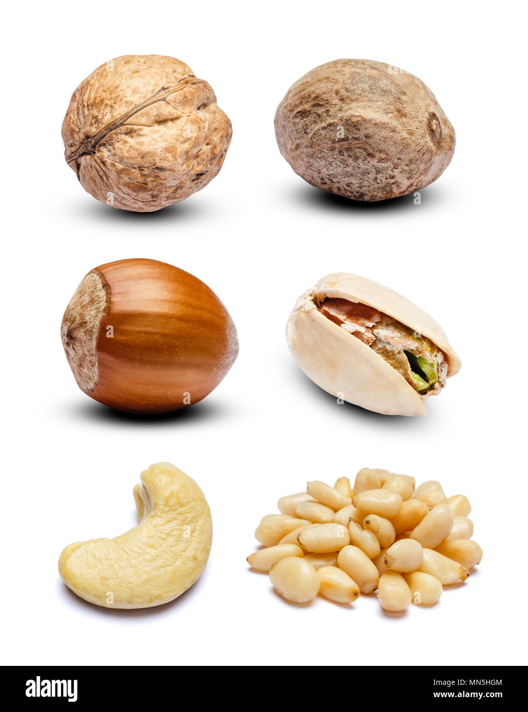 Set of nuts isolated on white Stock Photo Alamy