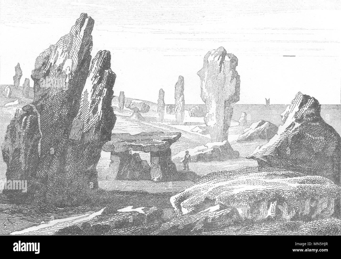 MORBIHAN. Monuments druidiques de Carnac 1835 old antique print picture Stock Photo
