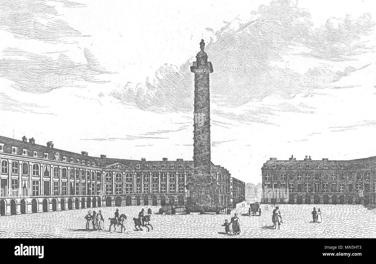 PARIS. Colonne de la Place Vendome (1)  1835 old antique vintage print picture Stock Photo