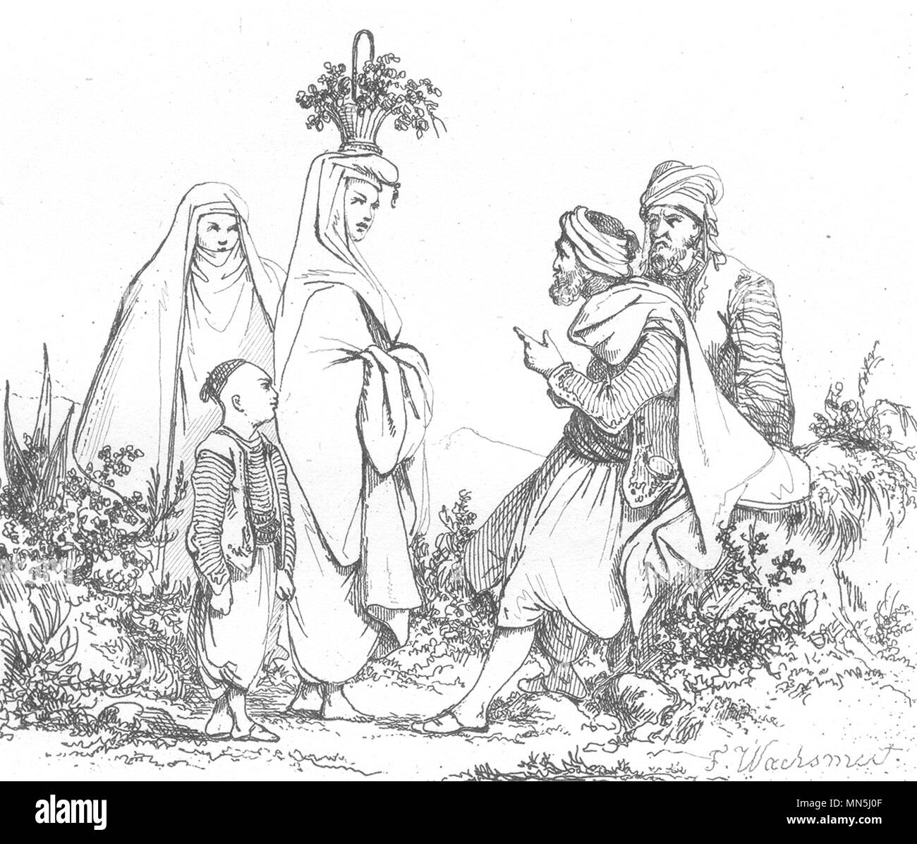 ALGERIA. État d'Alger. Costumes Algériens 1835 old antique print picture Stock Photo