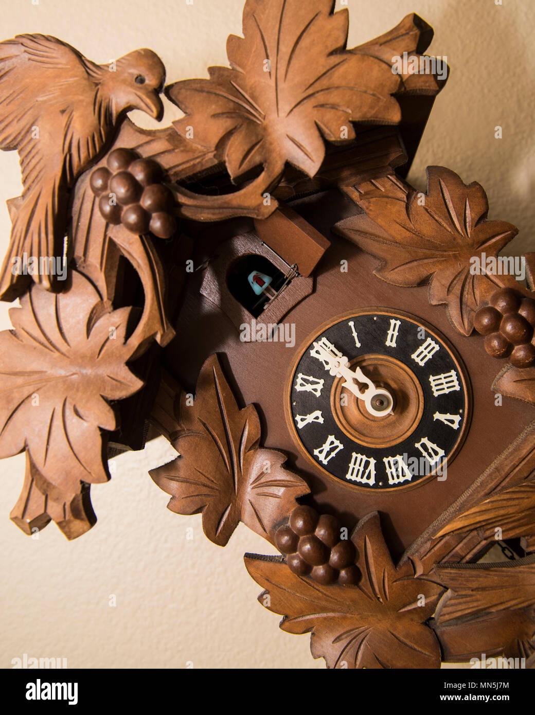 Face of Cuckoo Clock close up Stock Photo Alamy
