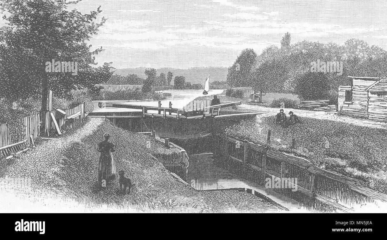BERKSHIRE. Old Windsor lock 1901 antique vintage print picture Stock Photo